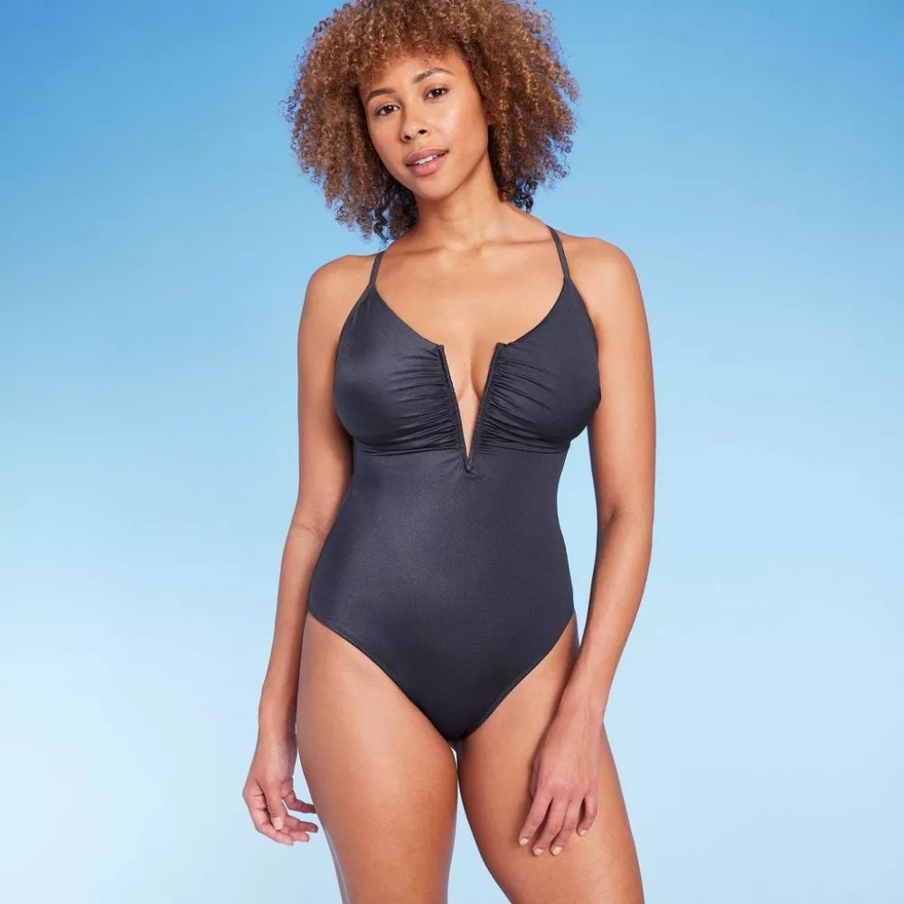 Shade & Shore one piece plunge swimsuit